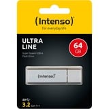 Intenso Ultra Line USB-nøgle 64 GB USB Type-A 3.2 Gen 1 (3.1 Gen 1) Sølv, USB-stik Sølv, 64 GB, USB Type-A, 3.2 Gen 1 (3.1 Gen 1), 70 MB/s, Hætte, Sølv