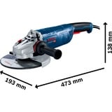 Bosch GWS 24-230 P vinkelsliber 23 cm 6500 rpm 2400 W 5,9 kg Blå, 6500 rpm, 23 cm, Vekselstrøm, 5,9 kg, Børsteløs motor