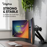 Digitus Dobbelt design skærmholder, 2x 35", 2x 10 kg, Skærmbeslag Sort