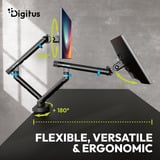 Digitus Dobbelt design skærmholder, 2x 35", 2x 10 kg, Skærmbeslag Sort
