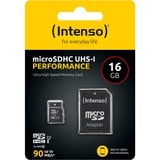 Intenso 3424470 hukommelseskort 16 GB MicroSD UHS-I Klasse 10 Sort, 16 GB, MicroSD, Klasse 10, UHS-I, Class 1 (U1), Stødresistent, Temperaturbestandigt, Vandtæt, Røntgenbestandig