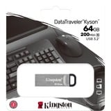Kingston DataTraveler 64 GB Kyson USB Flash-drev, USB-stik Sølv, 64 GB, USB Type-A, 3.2 Gen 1 (3.1 Gen 1), 200 MB/s, Uden hætte, Sølv