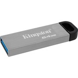 Kingston DataTraveler Kyson USB-nøgle 64 GB USB Type-A 3.2 Gen 1 (3.1 Gen 1) Sølv, USB-stik Sølv, 64 GB, USB Type-A, 3.2 Gen 1 (3.1 Gen 1), 200 MB/s, Uden hætte, Sølv