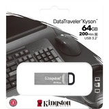Kingston DataTraveler Kyson USB-nøgle 64 GB USB Type-A 3.2 Gen 1 (3.1 Gen 1) Sølv, USB-stik Sølv, 64 GB, USB Type-A, 3.2 Gen 1 (3.1 Gen 1), 200 MB/s, Uden hætte, Sølv