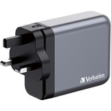 Verbatim GNC-140 Universel Sort, Grå Vekselstrøm Hurtig opladning Indendørs, Oplader grå, Indendørs, Vekselstrøm, 20 V, Sort, Grå