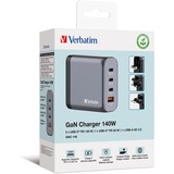 Verbatim GNC-140 Universel Sort, Grå Vekselstrøm Hurtig opladning Indendørs, Oplader grå, Indendørs, Vekselstrøm, 20 V, Sort, Grå