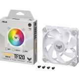ASUS TUF GAMING TF120 ARGB WHITE EDITION Computerkabinet Luftkøler 12 cm Hvid 1 stk, Sag fan Hvid/gennemsigtig, Luftkøler, 12 cm, 250 rpm, 1900 rpm, Hvid