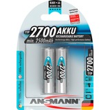 Ansmann Blister 2 X Accu, AA, 2700mAh AA / HR6 Nikkel-Metalhydrid (NiMH), Batteri Sølv, AA, 2700mAh, AA / HR6, Nikkel-Metalhydrid (NiMH), 1,2 V, 2700 mAh, Blå