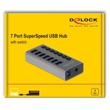 DeLOCK 63669 interface hub USB 3.2 Gen 1 (3.1 Gen 1) Type-B 5000 Mbit/s Grå, USB hub USB 3.2 Gen 1 (3.1 Gen 1) Type-B, USB 3.2 Gen 1 (3.1 Gen 1) Type-A, 5000 Mbit/s, Grå, Aluminium, 1 m