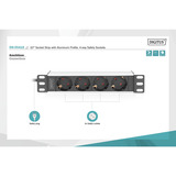Digitus DN-95418, Strømskinne Sort/aluminium
