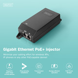 Digitus Gigabit Ethernet PoE+ injektor, 802.3at 30 W, PoE injektor Sort