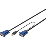 Digitus KVM-kabelsæt USB DS-19231, til KVM-konsoller, Y-kabel Sort