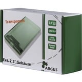 Inter-Tech GD-25000 HDD kabinet Transparent 2.5", Drev kabinet gennemsigtig, HDD kabinet, 2.5", SATA, Serial ATA II, Serial ATA III, 5 Gbit/sek., USB-tilslutning, Transparent