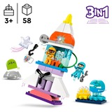 LEGO DUPLO 3-i-1-eventyr med rumfærge, Bygge legetøj Byggesæt, 3 År, Plast, 58 stk, 1,07 kg