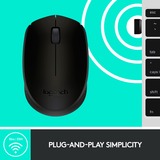 Logitech B170 Black Bp mus Ambidextrous RF trådløst Optisk Sort, Ambidextrous, Optisk, RF trådløst, Sort