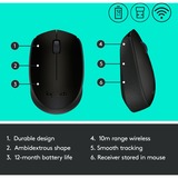 Logitech B170 Black Bp mus Ambidextrous RF trådløst Optisk Sort, Ambidextrous, Optisk, RF trådløst, Sort