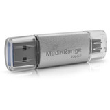 MediaRange Kombo-Speicherstick 256 GB, USB-stik Sølv/gennemsigtig