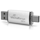 MediaRange Kombo-Speicherstick 256 GB, USB-stik Sølv/gennemsigtig