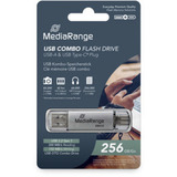 MediaRange Kombo-Speicherstick 256 GB, USB-stik Sølv/gennemsigtig