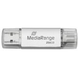 MediaRange Kombo-lagerstick 256 GB, USB-stik Sølv/gennemsigtig