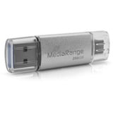 MediaRange Kombo-lagerstick 256 GB, USB-stik Sølv/gennemsigtig
