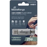 MediaRange Kombo-lagerstick 256 GB, USB-stik Sølv/gennemsigtig