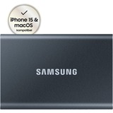 SAMSUNG Portable SSD T7 500 GB Grå, Solid state-drev grå, 500 GB, USB Type-C, 3.2 Gen 2 (3.1 Gen 2), 1000 MB/s, Beskyttelse af adgangskode, Grå