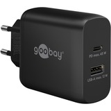 goobay USB-C PD dobbelt hurtigoplader 45 watt Sort