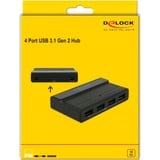 DeLOCK Ekstern USB 3.2 Gen 2 4-port Hub 10Gbps, USB hub Sort