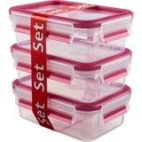 Emsa 515582 enhed til madopbevaring Rektangulær Kasse 0,55 L Lyserød, Transparent 3 stk, Boks gennemsigtig/Hindbær, Kasse, Rektangulær, 0,55 L, Lyserød, Transparent, Termoplastisk elastomer (TPE), Tyskland