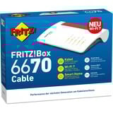 FRITZ! FRITZ!Box 6670, Router Hvid/Rød, Box 6670, Wi-Fi 7 (802.11be), Dual-band (2,4 GHz / 5 GHz), Ethernet LAN, Hvid, Bordplade router