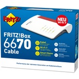 FRITZ! FRITZ!Box 6670, Router Hvid/Rød, Box 6670, Wi-Fi 7 (802.11be), Dual-band (2,4 GHz / 5 GHz), Ethernet LAN, Hvid, Bordplade router