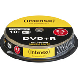 Intenso 1x10 DVD+R 8.5GB 8x Double Layer printable 8,5 GB DVD+R DL 10 stk, DVD tomme medier DVD+R DL, 120 mm, Printbar, Kageæske, 10 stk, 8,5 GB