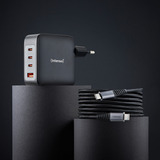 Intenso Strømforsyning GaN + kabel, Oplader Sort