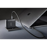 Intenso Strømforsyning GaN + kabel, Oplader Sort