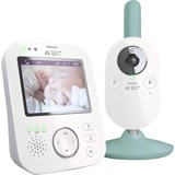 Philips Baby monitor Digital babyalarm med video Hvid/Grøn, 300 m, 50 m, FHSS, 2.4 GHz, Hvid, 8,89 cm (3.5")