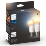Philips Hue A60 - E27 pærer - 800 - 2-pak, LED-lampe Philips Hue White ambiance A60 - E27 pærer - 800 - 2-pak, Smart pære, Bluetooth, Hvid, Integreret LED, E27, A60