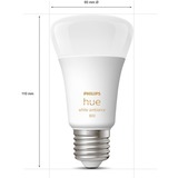 Philips Hue A60 - E27 pærer - 800lm - 2-pak, LED-lampe Philips Hue White ambiance A60 - E27 pærer - 800lm - 2-pak, Smart pære, Hvid, Bluetooth/Zigbee, Integreret LED, E27, Cool dagslys, Varm hvid