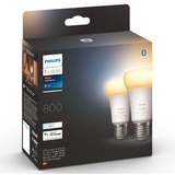 Philips Hue A60 - E27 pærer - 800lm - 2-pak, LED-lampe Philips Hue White ambiance A60 - E27 pærer - 800lm - 2-pak, Smart pære, Hvid, Bluetooth/Zigbee, Integreret LED, E27, Cool dagslys, Varm hvid