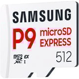 Samsung P9 Express 512 GB microSDXC, Hukommelseskort Hvid