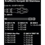 Wera Kompakt 60 skruetrækker bit 16 stk, Topnøgle Sort/Blå, 16 stk, Torx, Kasse