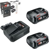 Bosch Batteri startpakke 18V 2x 2,5Ah + hurtigoplader AL 18V-44, Sæt Sort