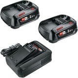 Bosch Batteri startpakke 18V 2x 2,5Ah + hurtigoplader AL 18V-44, Sæt Sort