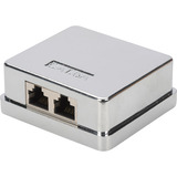 Digitus CAT.6A dataudtag, påbygget, afskærmet, 2x RJ-45, Samledåse Sølv