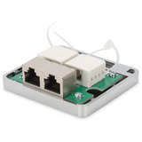 Digitus CAT.6A dataudtag, påbygget, afskærmet, 2x RJ-45, Samledåse Sølv