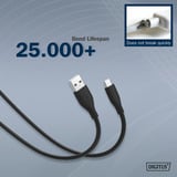 Digitus USB 2.0 silikone forbindelseskabel USB-A > USB-C Sort
