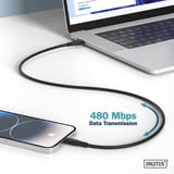 Digitus USB 2.0 silikone forbindelseskabel USB-A > USB-C Sort