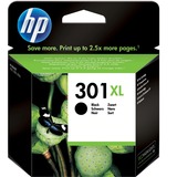 HP Original 301XL-blækpatron med høj kapacitet, sort sort, Højt (XL) udbytte, Pigmentbaseret blæk, 8 ml, 430 Sider, 1 stk