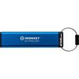 Kingston IronKey 256GB Keypad 200, FIPS 140-3 Niveau 3 AES-256-krypteret, USB-stik Blå, FIPS 140-3 Niveau 3 AES-256-krypteret, 256 GB, USB Type-A, 3.2 Gen 1 (3.1 Gen 1), 145 MB/s, Muffe, Blå