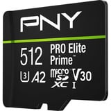 PNY Pro Elite Prime microSD 512 GB, Hukommelseskort Sort/Grøn